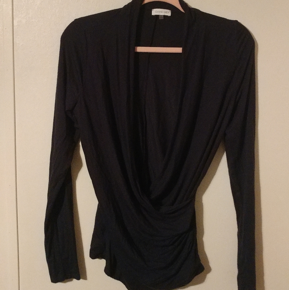 Navy cross body blouse